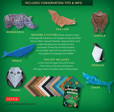 Origami Endangered Animals Kit Back Cover